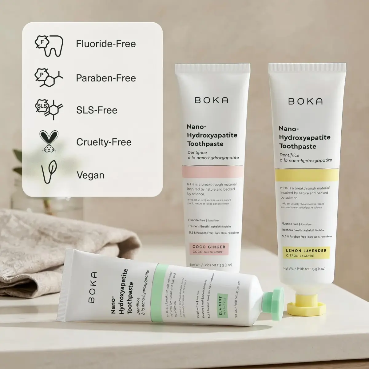 Boka Fluoride-Free Toothpaste Bundle with Nano Hydroxyapatite | 102g (3.6 Oz) 3-Pack - view 4