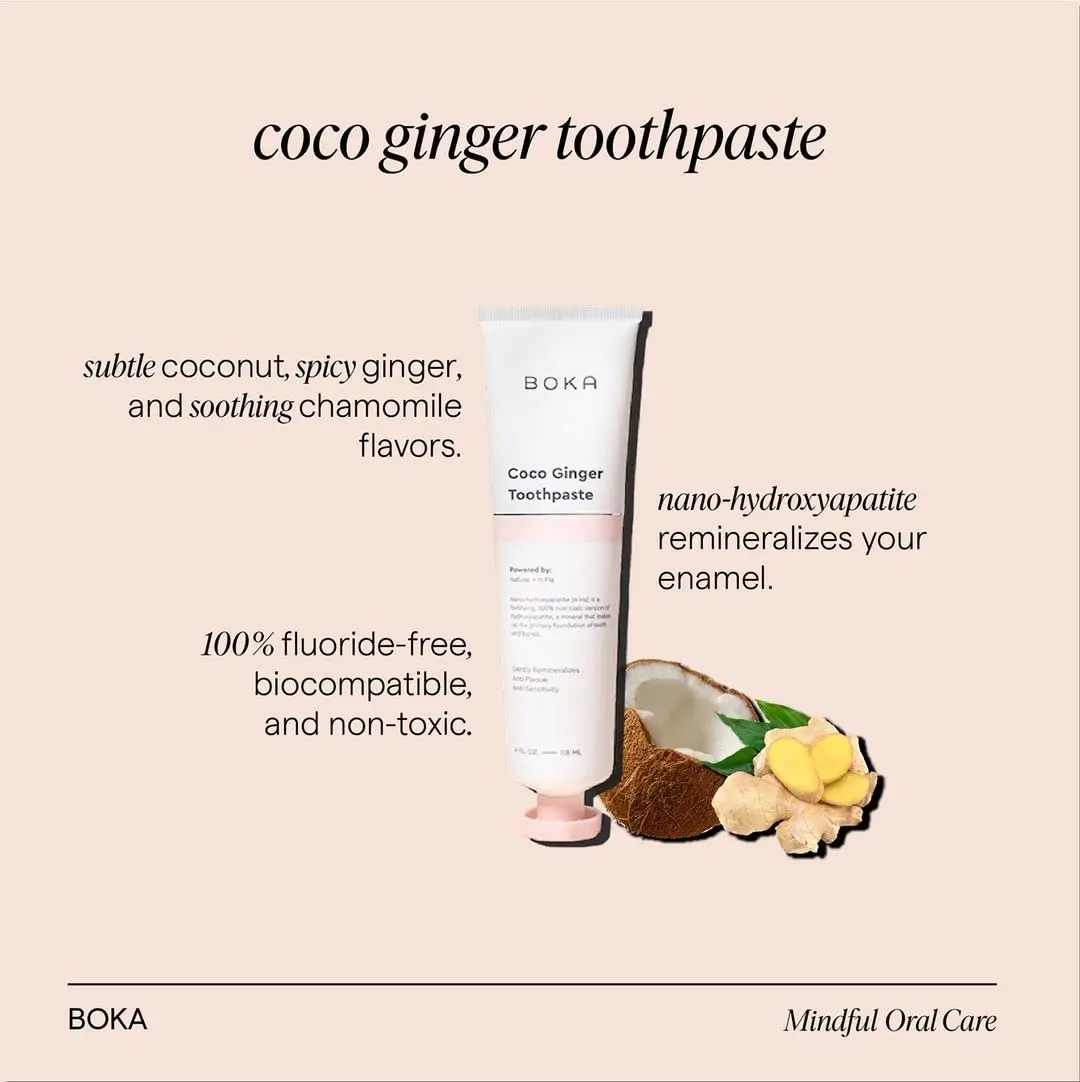 Boka Fluoride Free Toothpaste Nano Hydroxyapatite Coco Ginger Flavor 12 Fl Oz (360ml) | Dentist Recommended for Sensitive Teeth - view 3