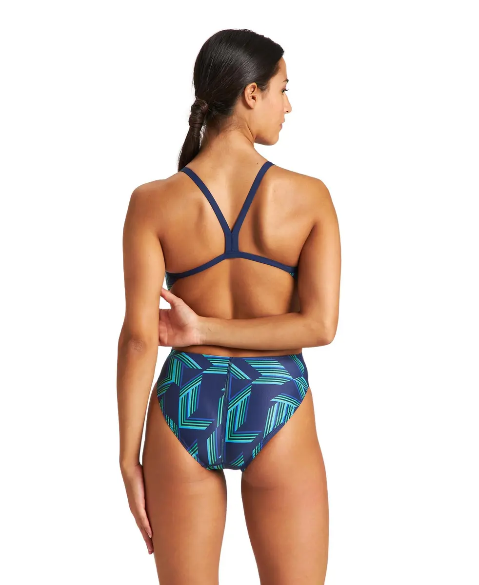 ARENA Women's Swimsuit Puzzled Team Print MaxLife Sports Suit Challenge Back US Size 24 | Chlorine-Resistant, UV Protected - view 2