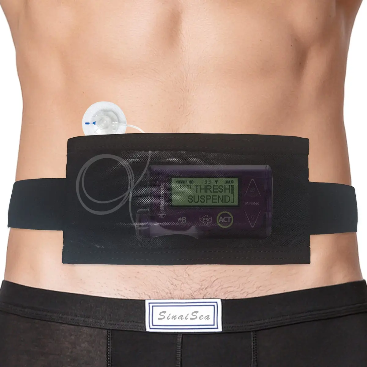 SinaiSea Mesh Insulin Pump Belt Holder Pouch 25.4 cm (10 in) | Discreet T1D Medical Device Waist Band - main product image