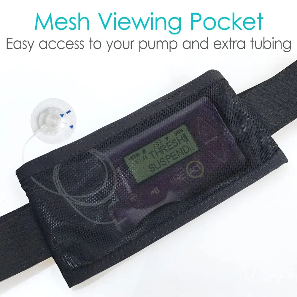 SinaiSea Mesh Insulin Pump Belt Holder Pouch 25.4 cm (10 in) | Discreet T1D Medical Device Waist Band - view 3