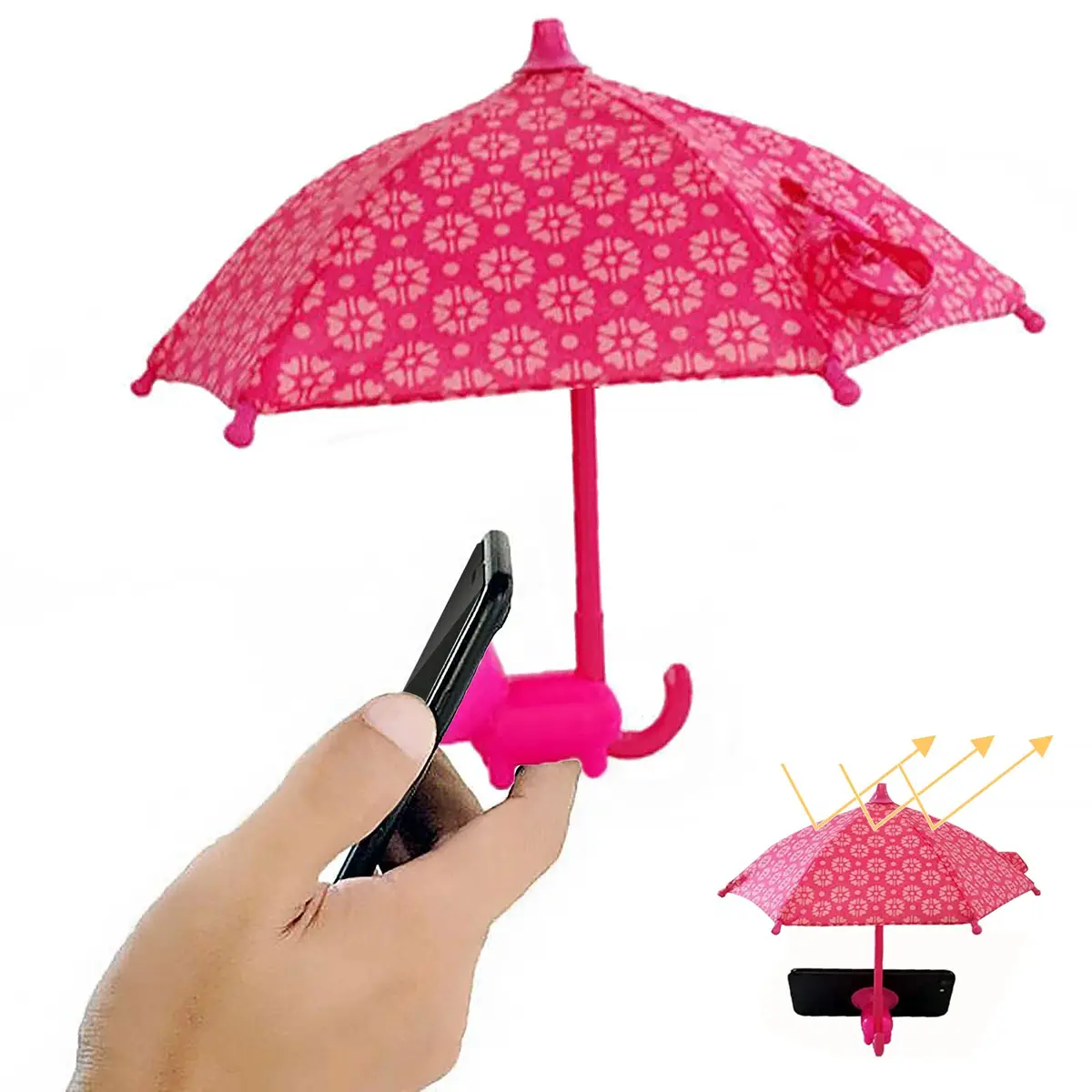 BEITESTAR Phone Umbrella for Sun | Cute Sun Shade & Phone Stand, 4-10” Smartphones, Silicone, Foldable - main product image