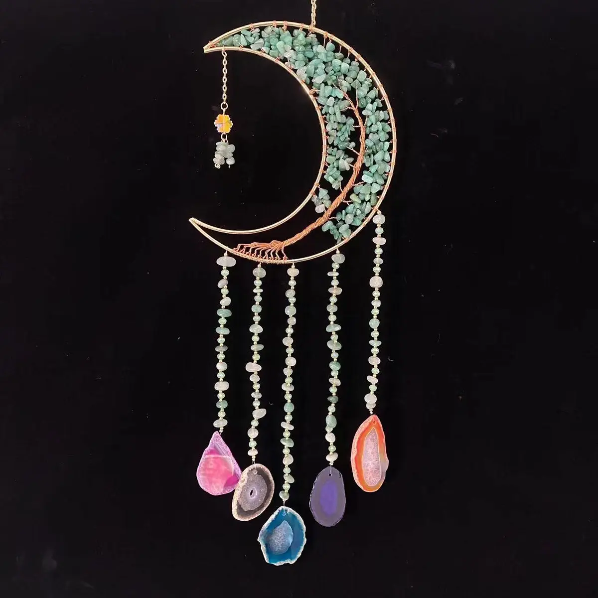 Dreamsum Green Agate Dream Catcher with Crystal Tree of Life | Handmade Home Decor (55CM x 16CM) - view 8