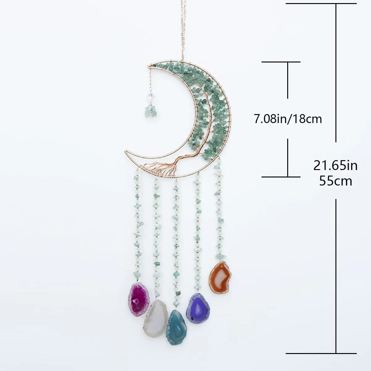 Dreamsum Green Agate Dream Catcher with Crystal Tree of Life | Handmade Home Decor (55CM x 16CM) - view 3