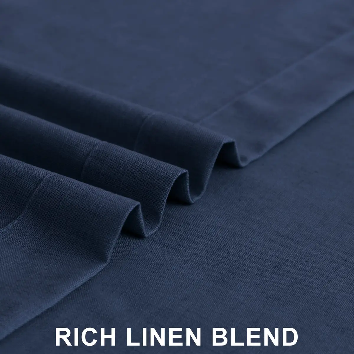 DANCURTON Navy Blue Curtains 52x84 | Light Filtering Linen Farmhouse Style - view 7