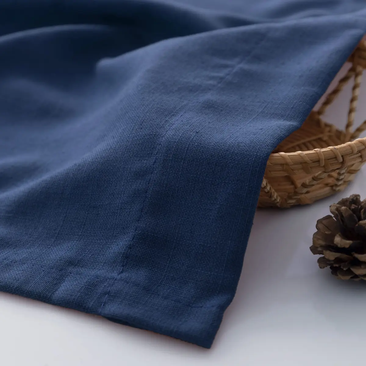 DANCURTON Navy Blue Curtains 52x84 | Light Filtering Linen Farmhouse Style - view 9