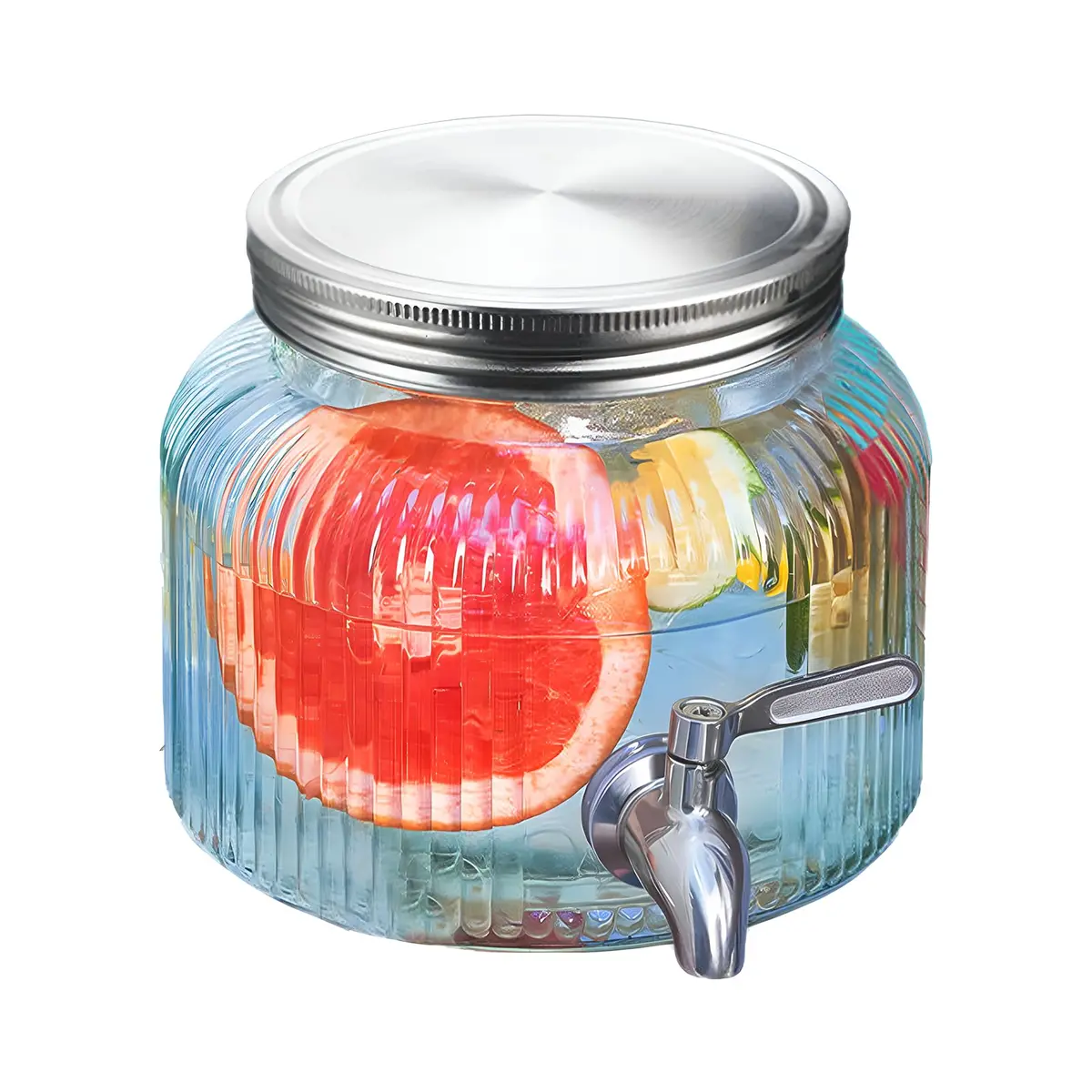 Mapeoes 2.5L Glass Drink Dispenser with Stainless Steel Spigot | Cold Beverage Organizer - view 8