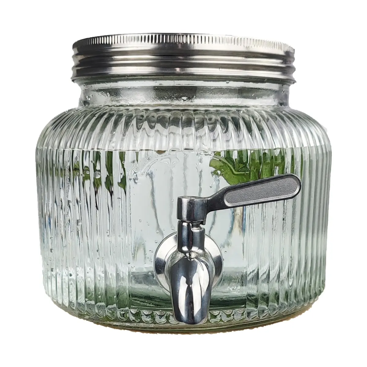Mapeoes 2.5L Glass Drink Dispenser with Stainless Steel Spigot | Cold Beverage Organizer - view 9