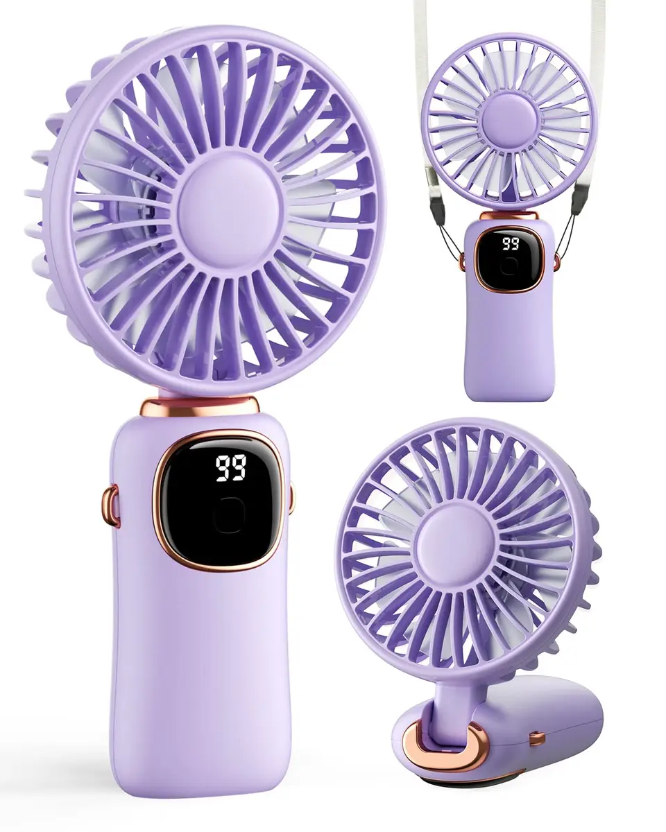 coldSky Portable Handheld Fan, 4000mAh Battery, 3-in-1, 5 Speed, Foldable, Digital Display, Quiet Operation, for Travel & Office - main product image