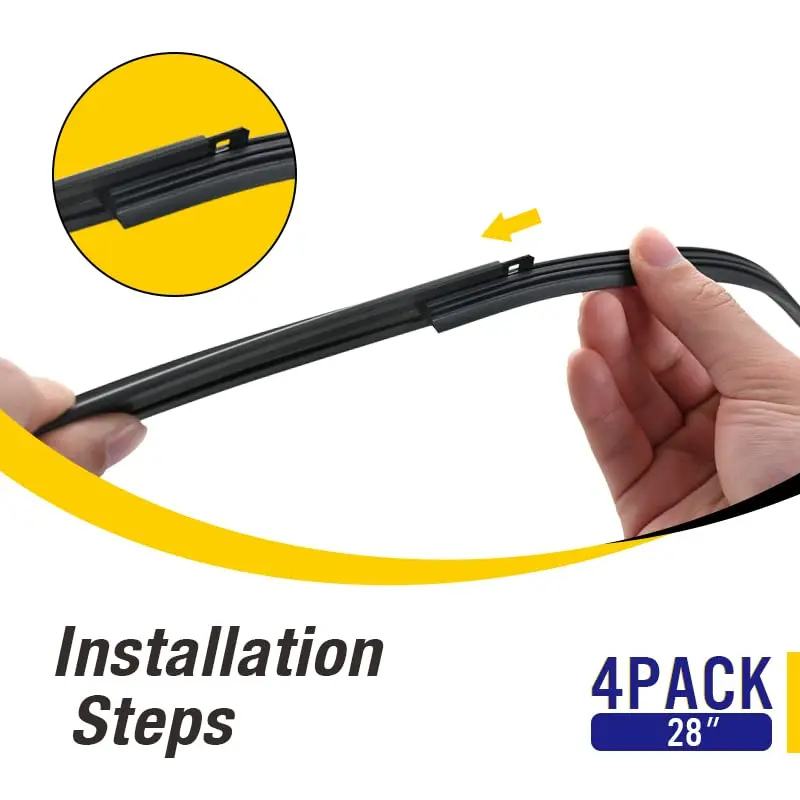 5 PLUS 28" Beam Wiper Blade Refills | 4 Pcs Natural Rubber, Easy Fit, Universal Size - view 12