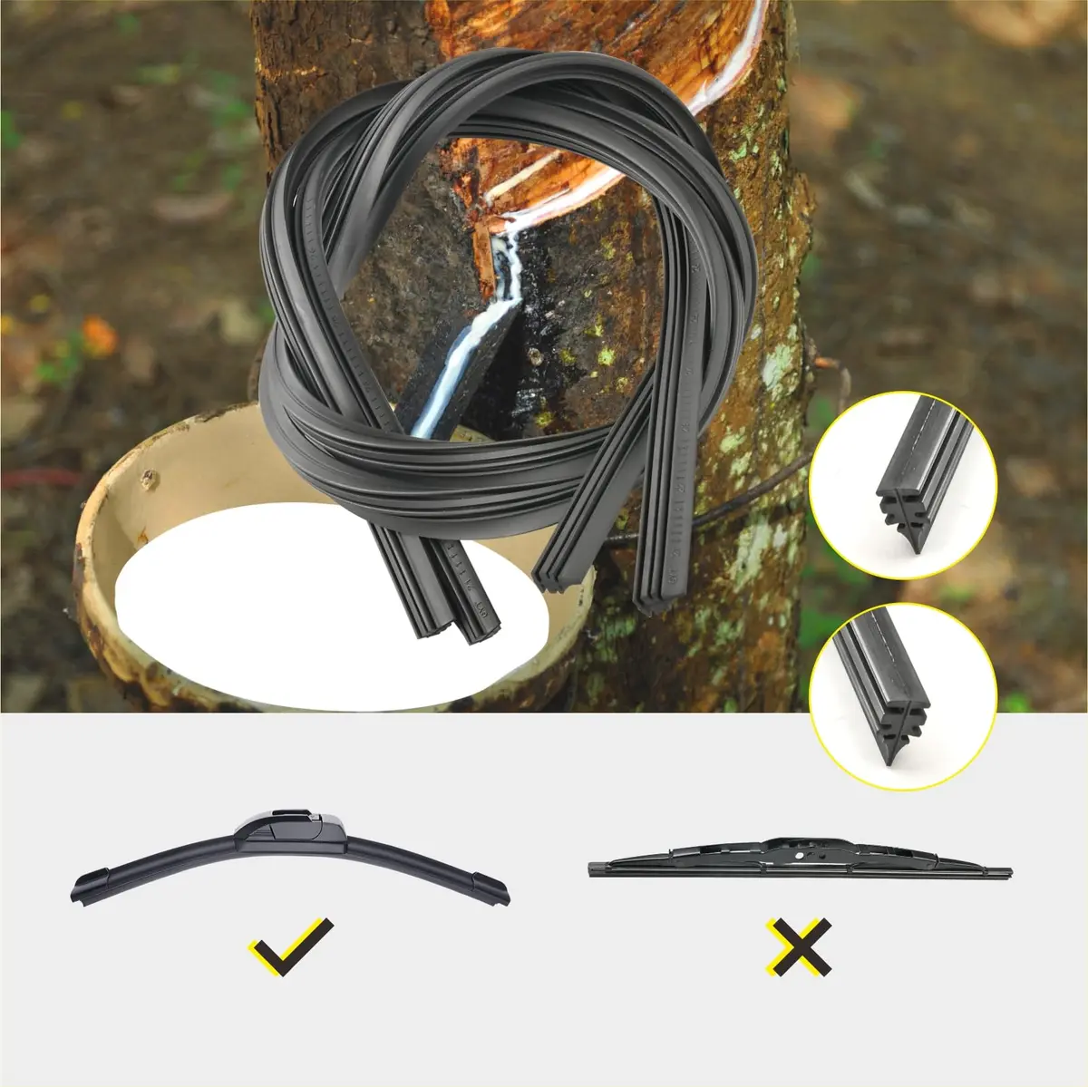 5 PLUS 28" Beam Wiper Blade Refills | 4 Pcs Natural Rubber, Easy Fit, Universal Size - view 2