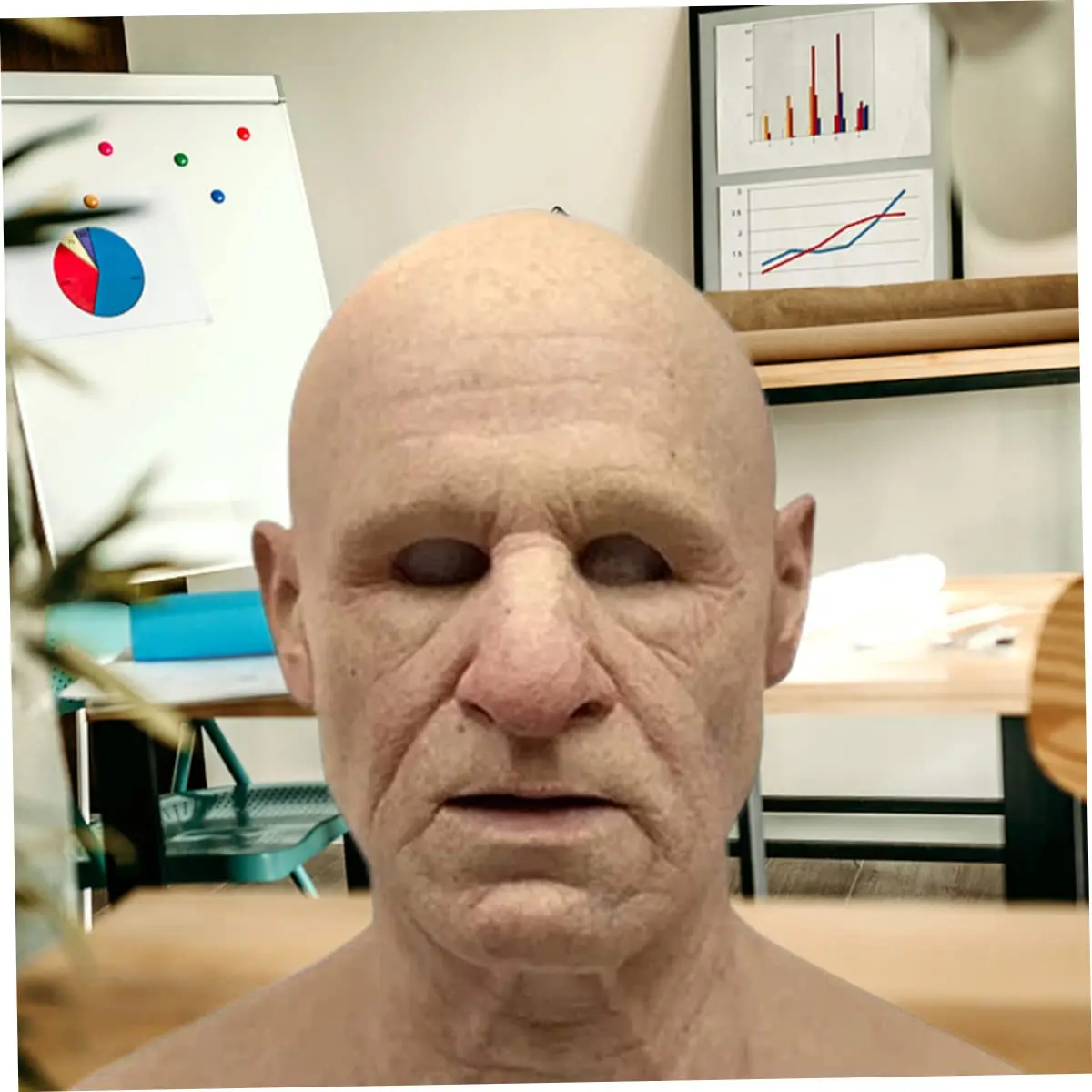 Naisicore Old Man Mask Realistic Latex Full Head Mask | Halloween Costume Prop - view 4