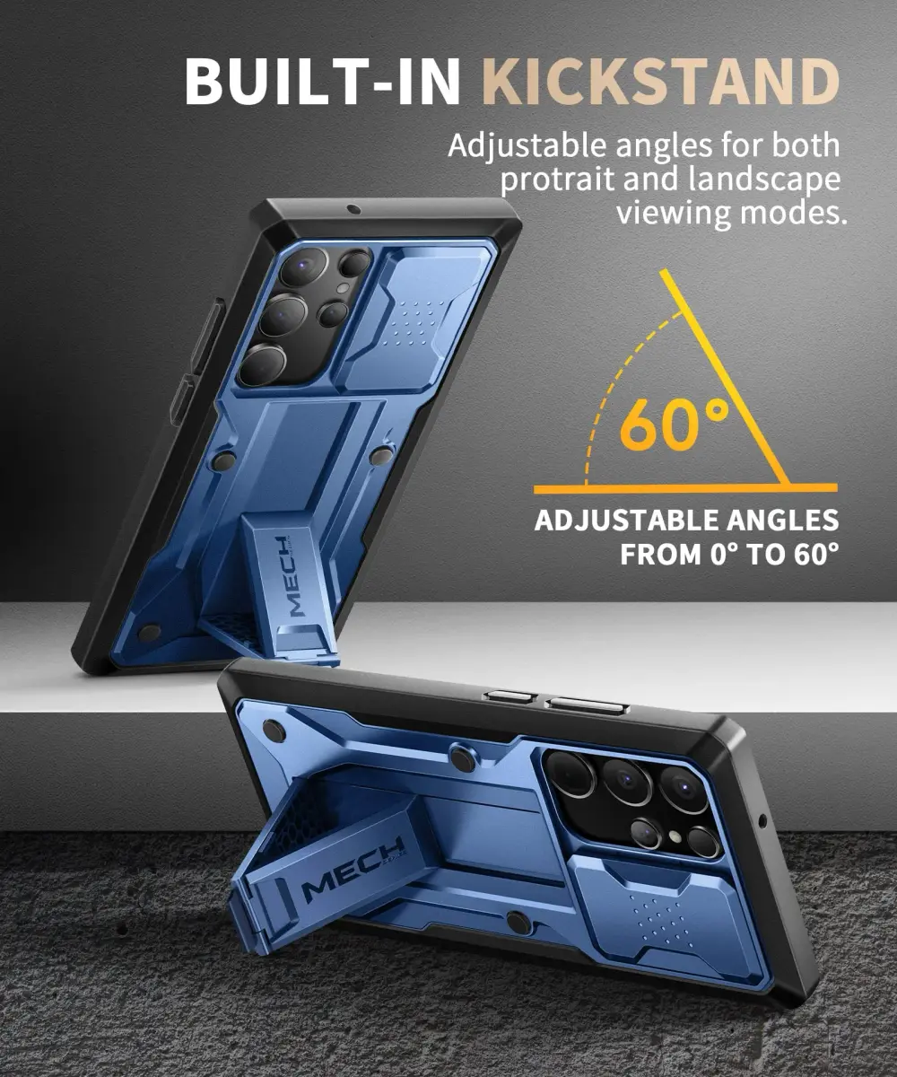 TONGATE for Samsung Galaxy S23 Ultra Case with Slide Camera Cover, Built-in Screen Protector & Kickstand, Blue - view 6