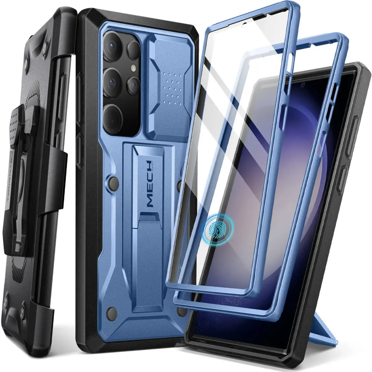 TONGATE for Samsung Galaxy S23 Ultra Case with Slide Camera Cover, Built-in Screen Protector & Kickstand, Blue - main product image