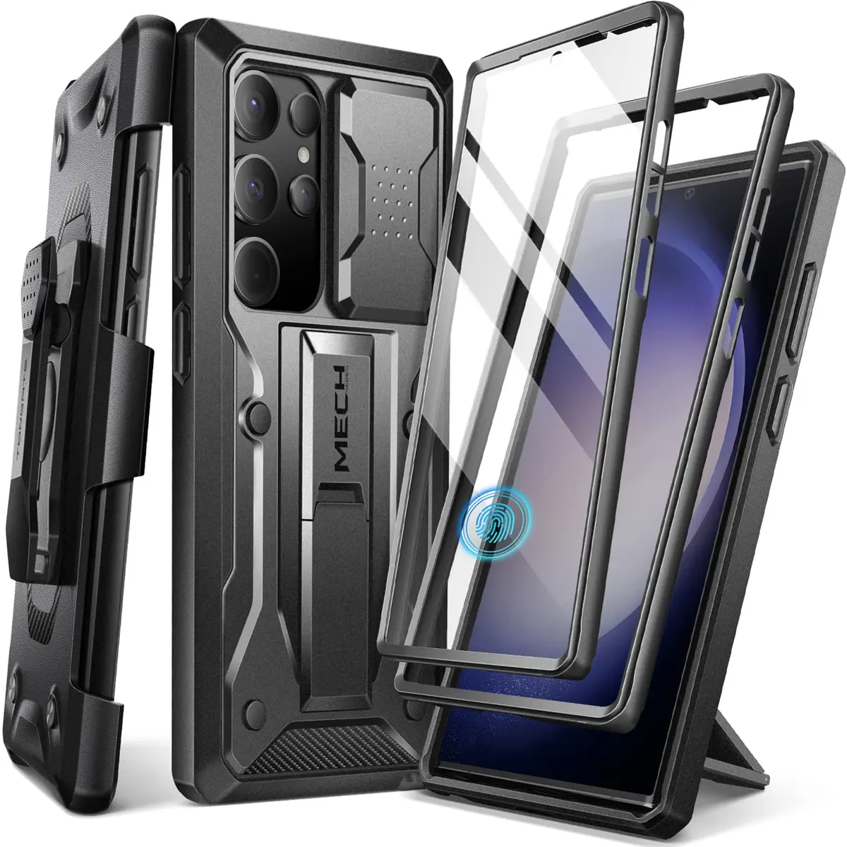 TONGATE Black Case for Samsung Galaxy S23 Ultra | Slide Camera Cover, Kickstand, Belt Clip, 2 Front Frames - main product image