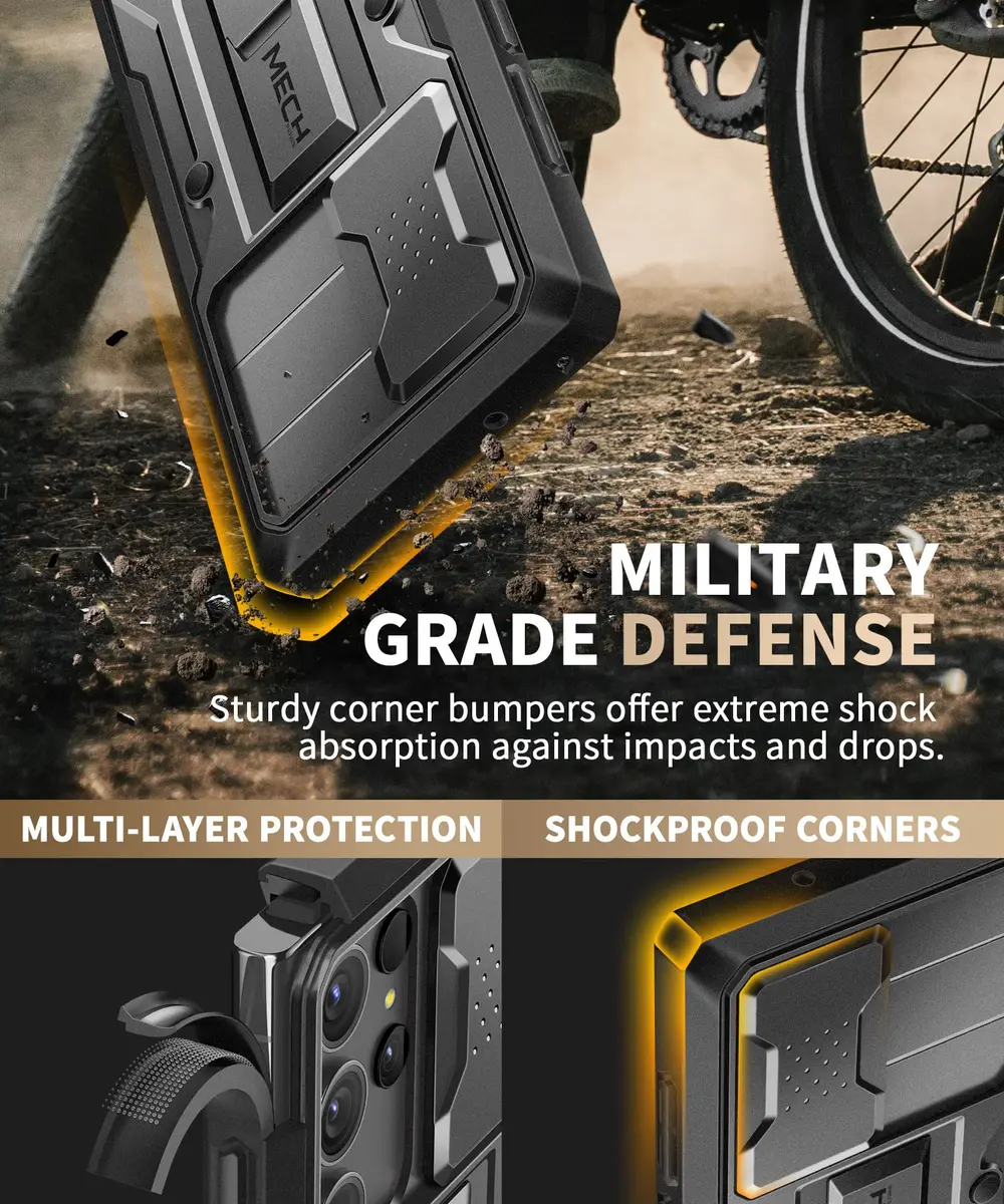 TONGATE Black Case for Samsung Galaxy S23 Ultra | Slide Camera Cover, Kickstand, Belt Clip, 2 Front Frames - view 4