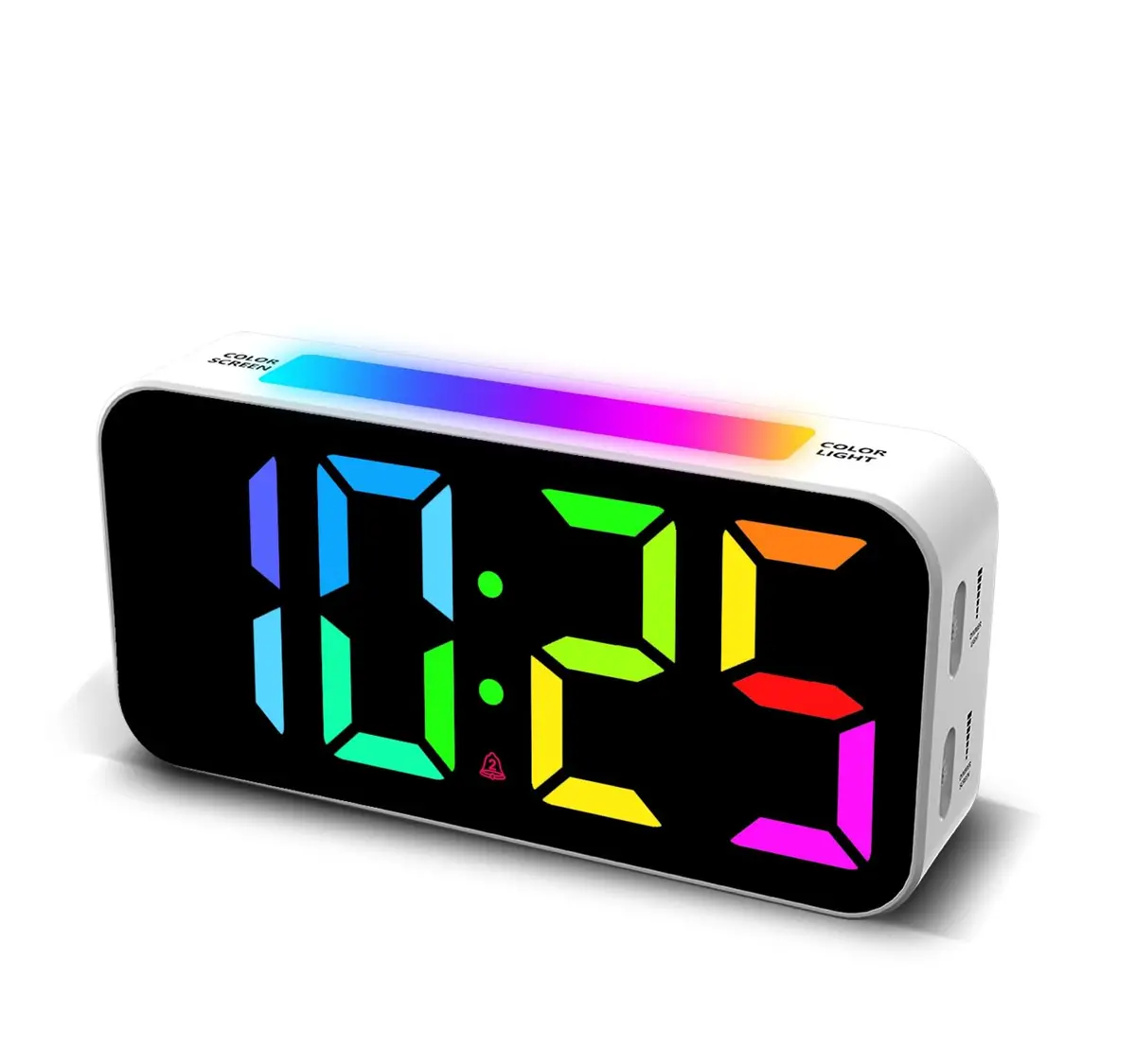 Topski Digital Alarm Clock for Kids & Teens | Large 7-inch Display, RGB Night Light, Dual Alarm, Snooze, Dimmable, Heavy Sleepers - main product image