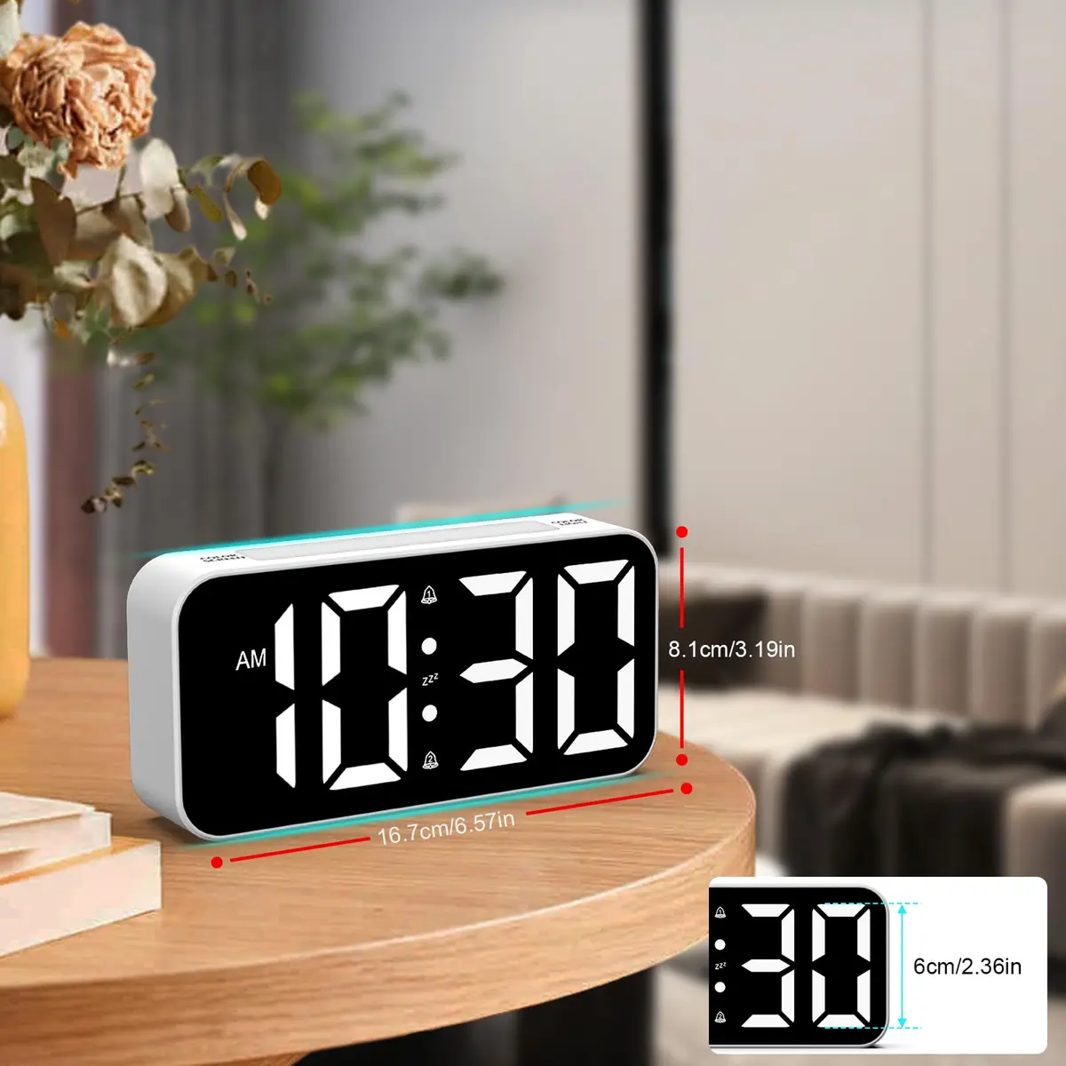 Topski Digital Alarm Clock for Kids & Teens | Large 7-inch Display, RGB Night Light, Dual Alarm, Snooze, Dimmable, Heavy Sleepers - view 6