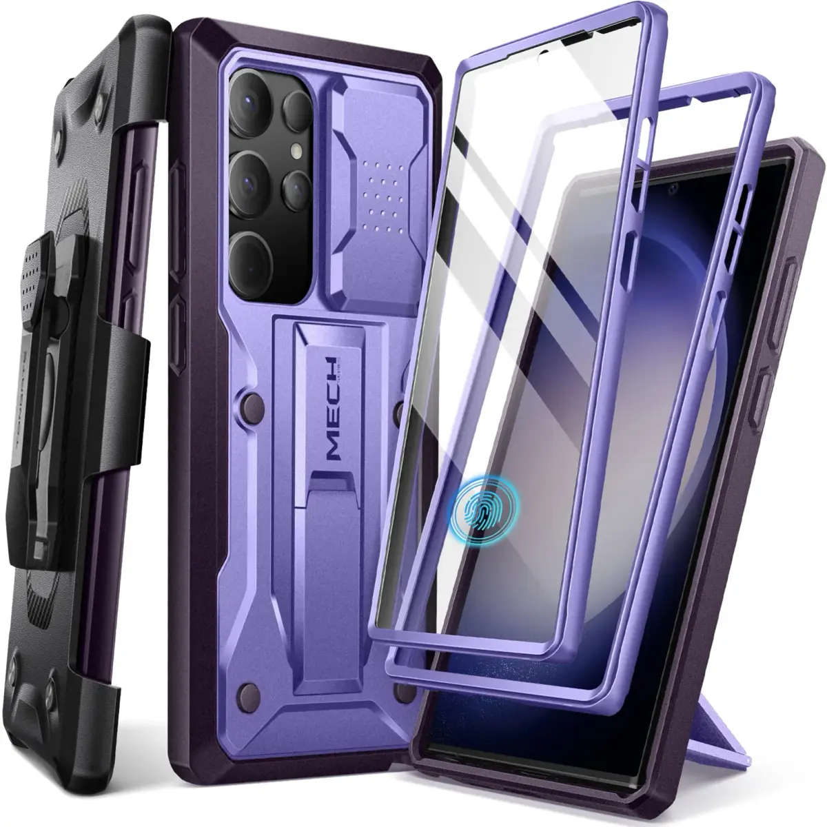 TONGATE Purple Case for Samsung Galaxy S23 Ultra | Slide Camera Cover, Kickstand, Belt Clip, 2 Front Frames - main product image