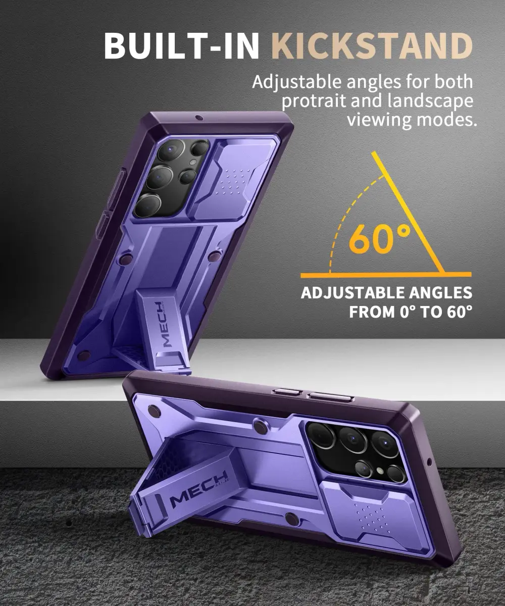 TONGATE Purple Case for Samsung Galaxy S23 Ultra | Slide Camera Cover, Kickstand, Belt Clip, 2 Front Frames - view 6