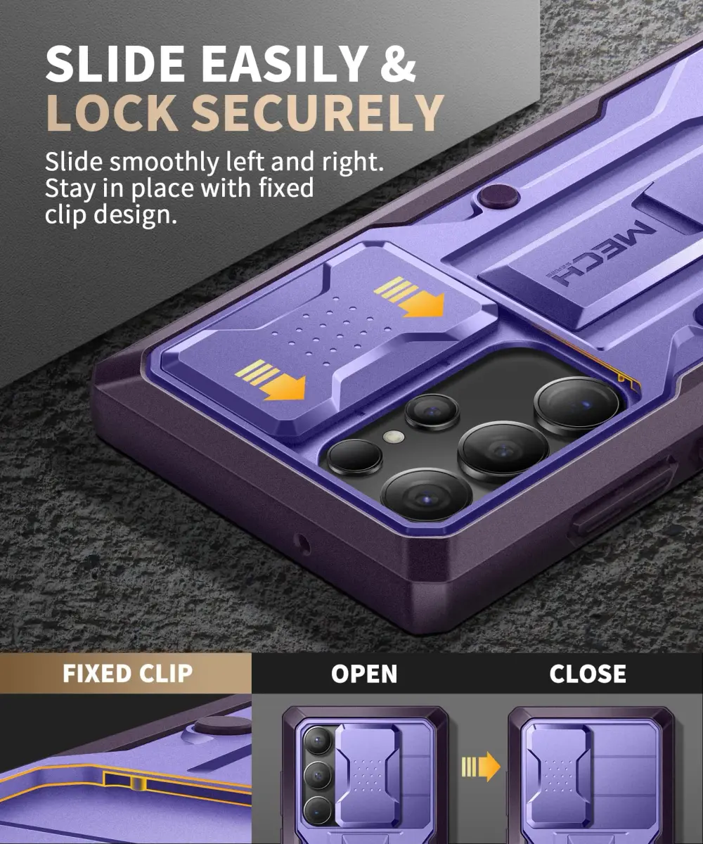 TONGATE Purple Case for Samsung Galaxy S23 Ultra | Slide Camera Cover, Kickstand, Belt Clip, 2 Front Frames - view 3