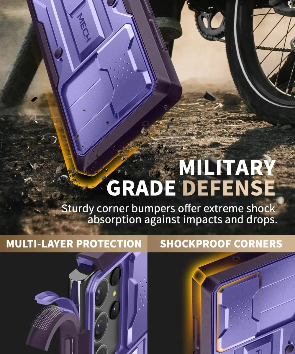 TONGATE Purple Case for Samsung Galaxy S23 Ultra | Slide Camera Cover, Kickstand, Belt Clip, 2 Front Frames - view 4