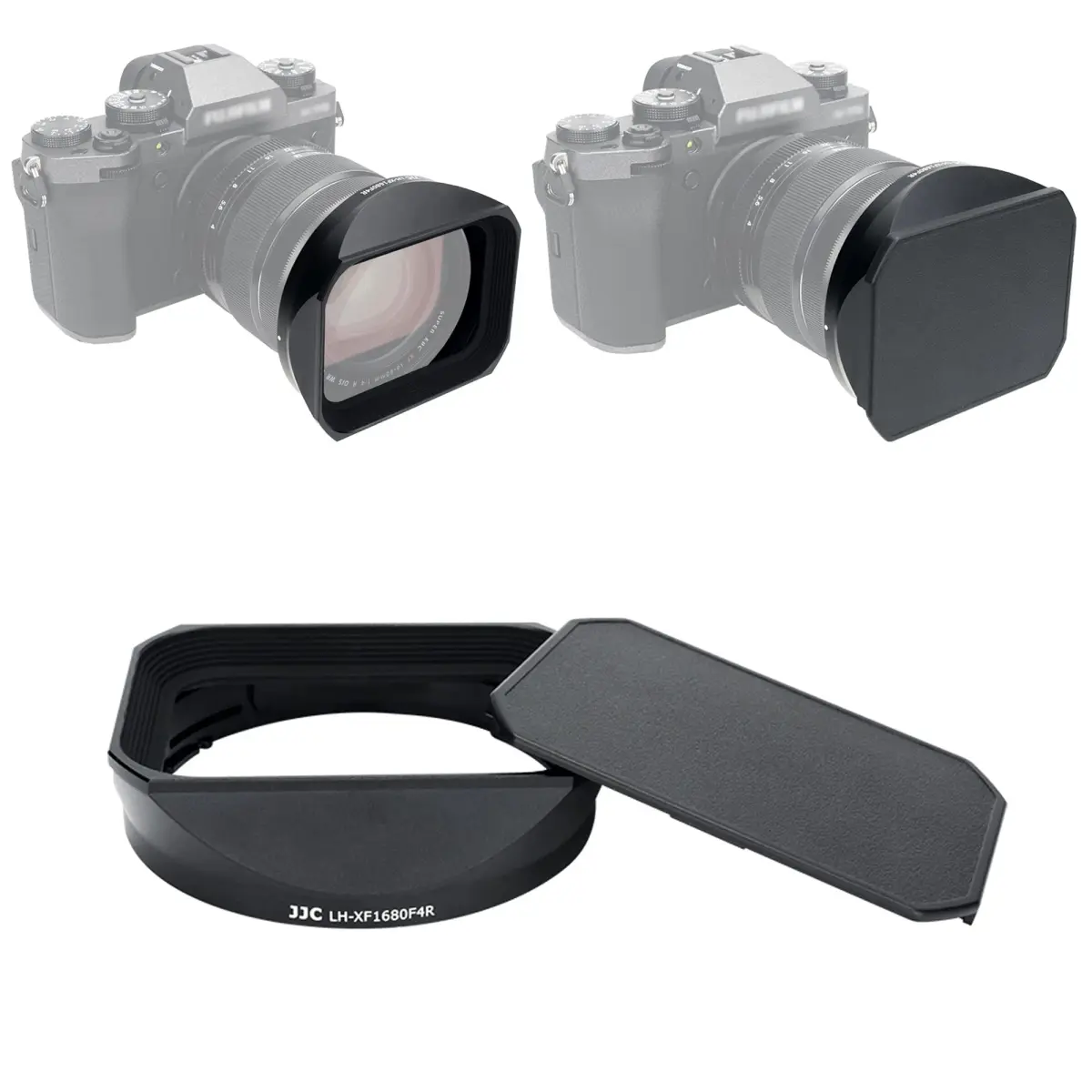 JJC Metal Square Lens Hood Shade for Fujifilm XF 16-80mm f/4 R OIS WR Lens | Blocks Stray Light - main product image