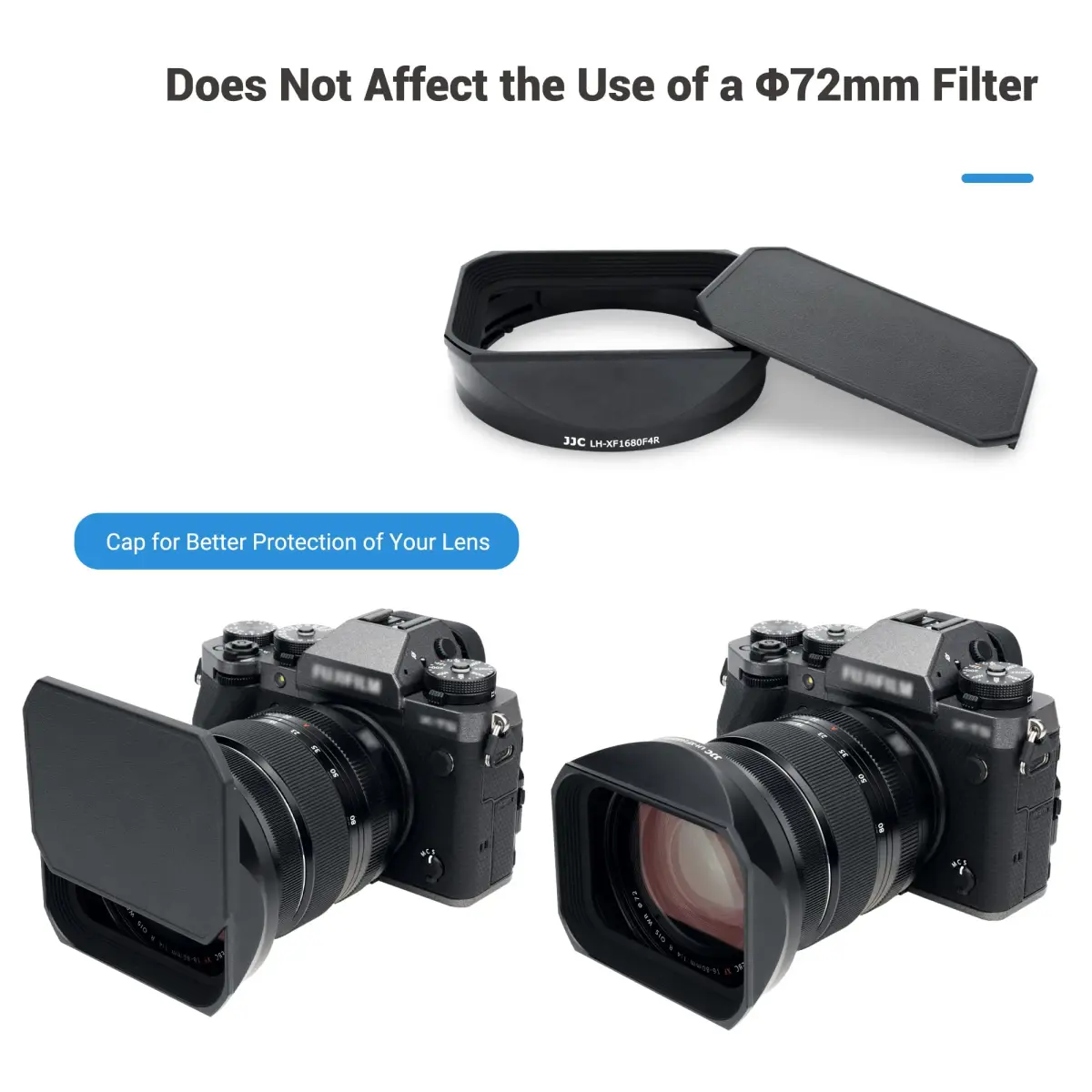 JJC Metal Square Lens Hood Shade for Fujifilm XF 16-80mm f/4 R OIS WR Lens | Blocks Stray Light - view 6