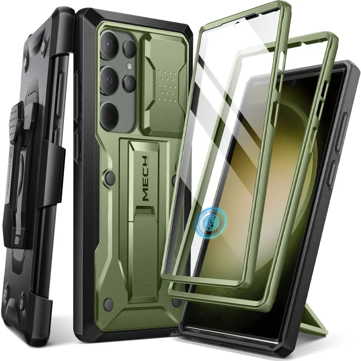 TONGATE Green Case for Samsung Galaxy S23 Ultra | 2 Front Frames & Stand, Military Grade Drop Protection - main product image