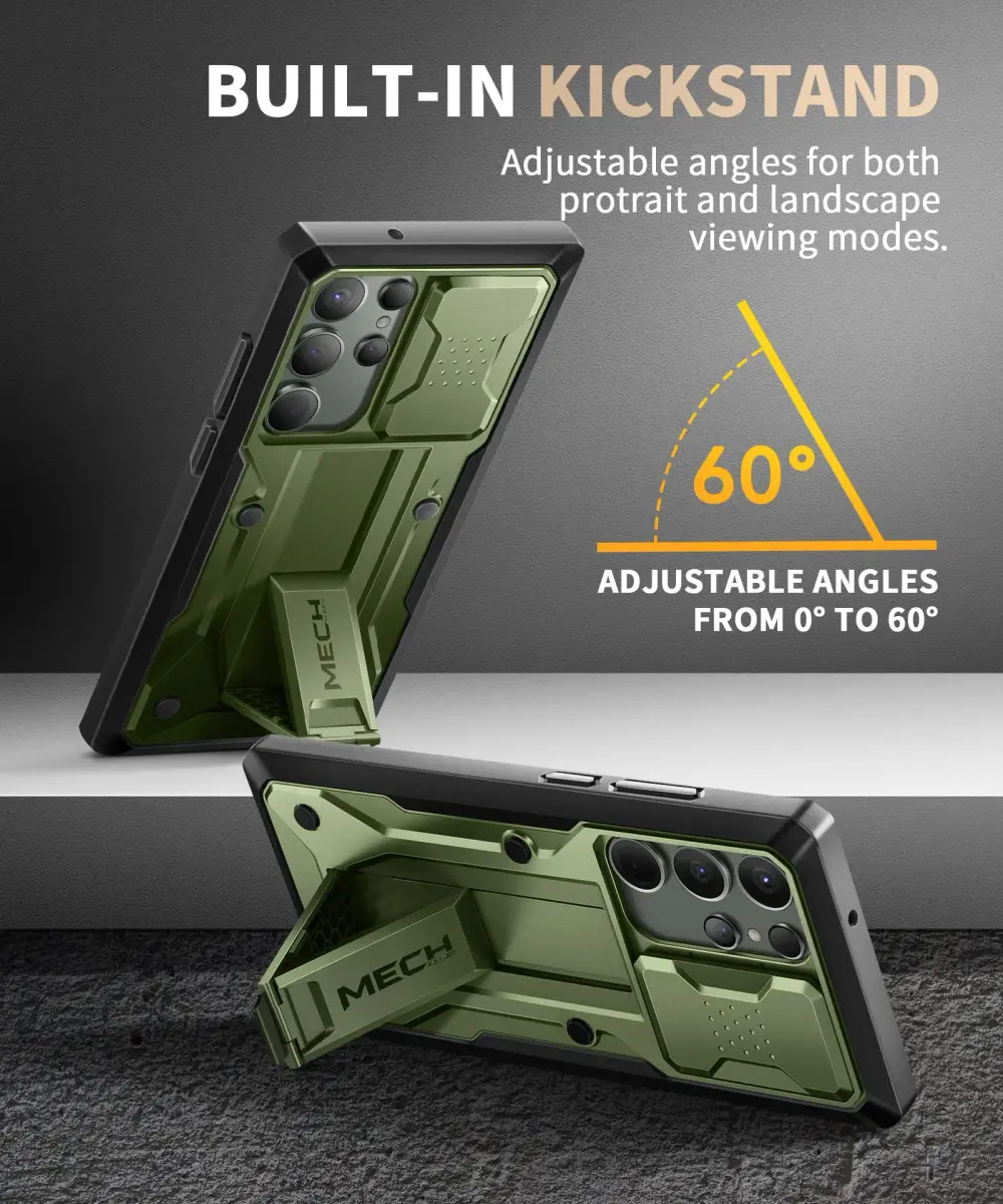 TONGATE Green Case for Samsung Galaxy S23 Ultra | 2 Front Frames & Stand, Military Grade Drop Protection - view 6