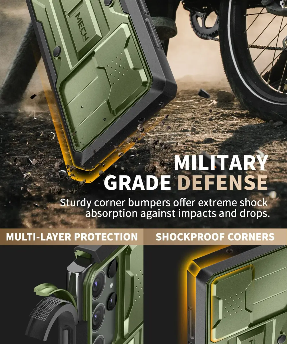 TONGATE Green Case for Samsung Galaxy S23 Ultra | 2 Front Frames & Stand, Military Grade Drop Protection - view 4