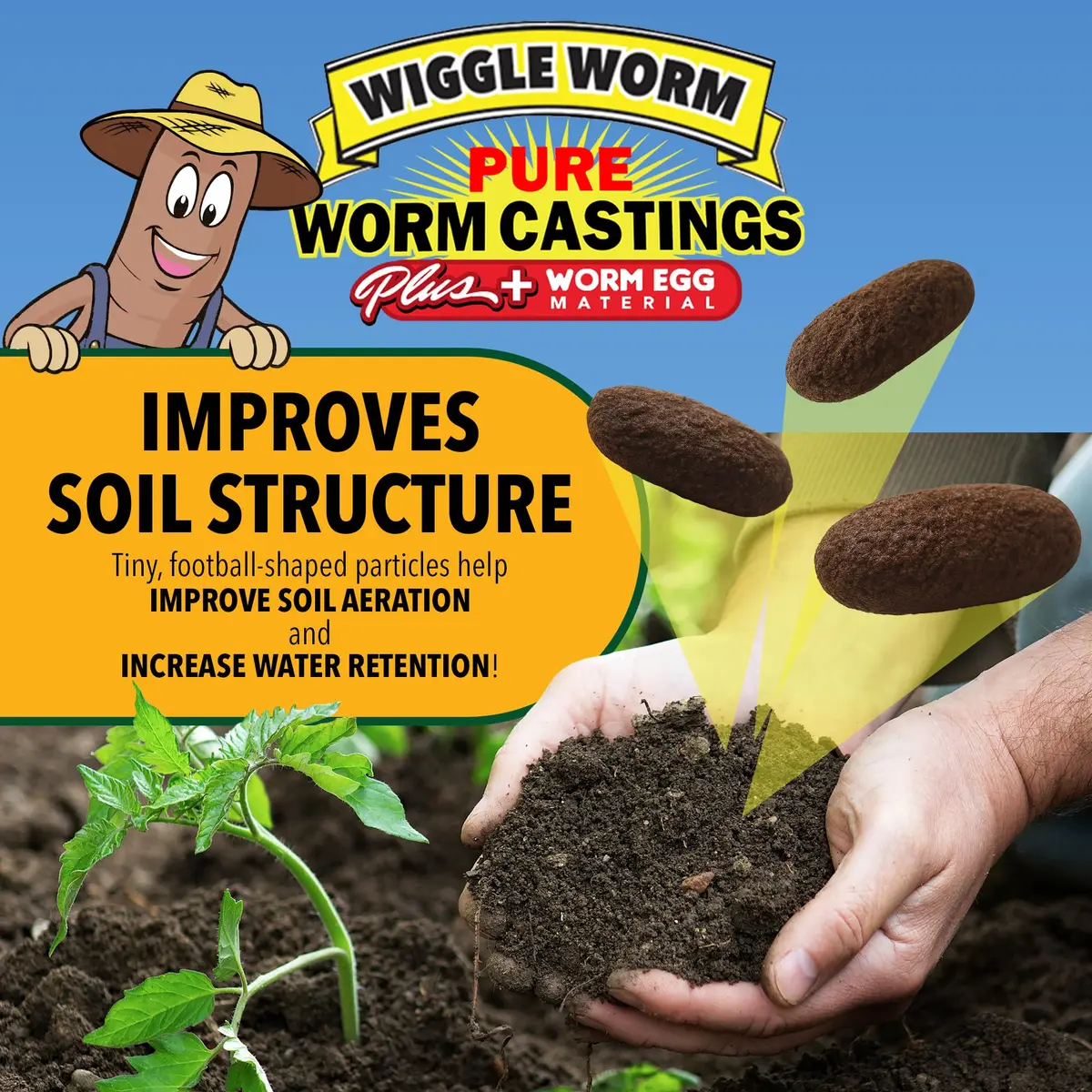 Wiggle Worm 100% Pure Worm Castings Plus Worm Egg Material, 40lb | Organic Fertilizer for Healthy Soil & Plants - view 6