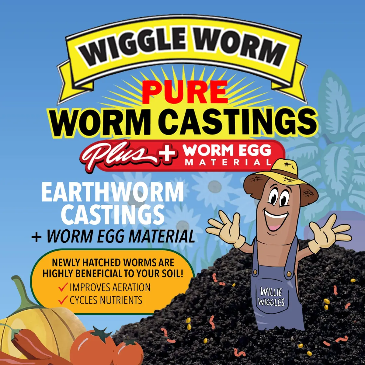 Wiggle Worm 100% Pure Worm Castings Plus Worm Egg Material, 40lb | Organic Fertilizer for Healthy Soil & Plants - view 3