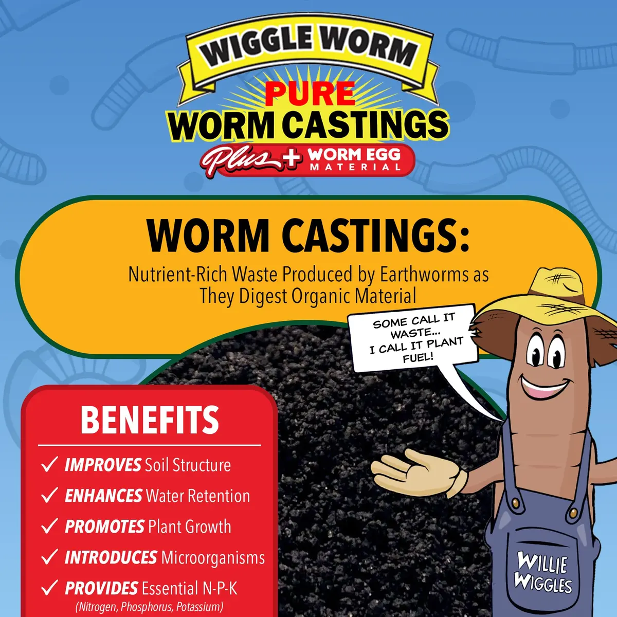 Wiggle Worm 100% Pure Worm Castings Plus Worm Egg Material, 40lb | Organic Fertilizer for Healthy Soil & Plants - view 4