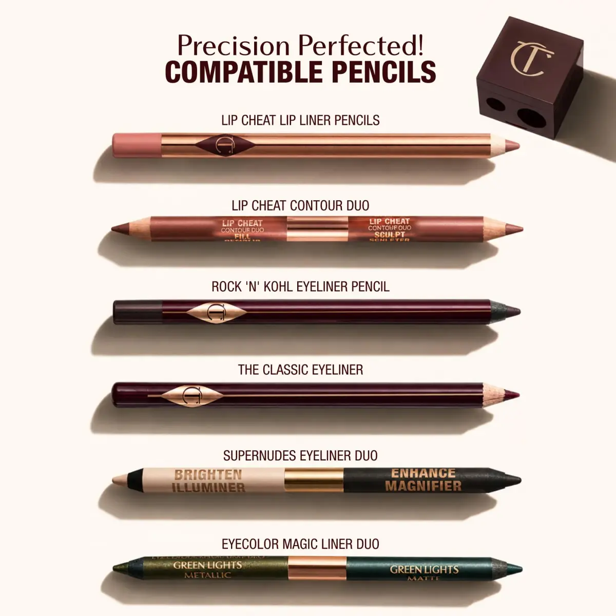 Charlotte Tilbury Dual-Size Cosmetic Pencil Sharpener | Precision Sharpening for Lip Liner, Eyeliner & Eyeshadow Pencils - view 2