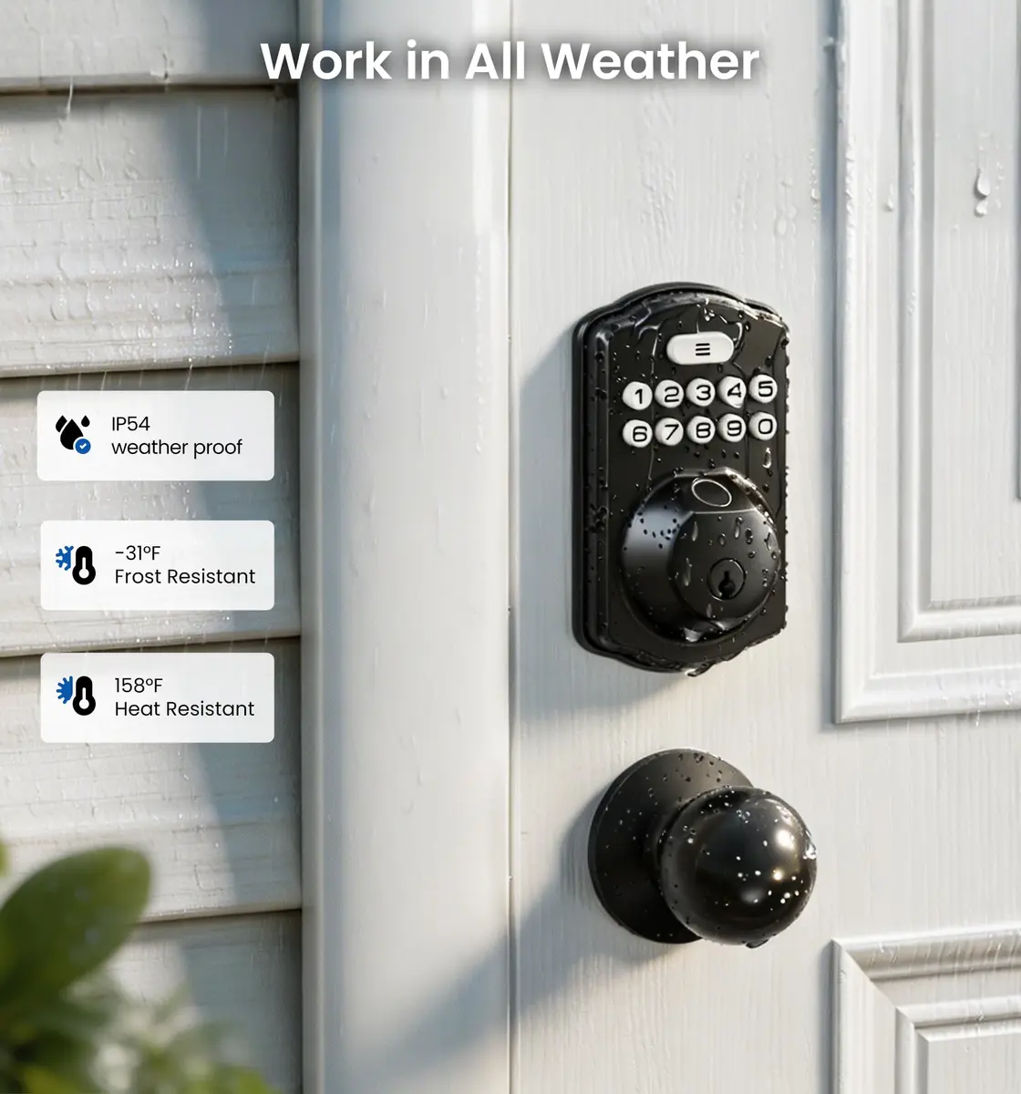 Veise KS02C Fingerprint Deadbolt Door Lock with Knob Set | Matte Black, Biometric & Keyless Entry (70-120 chars) - view 9
