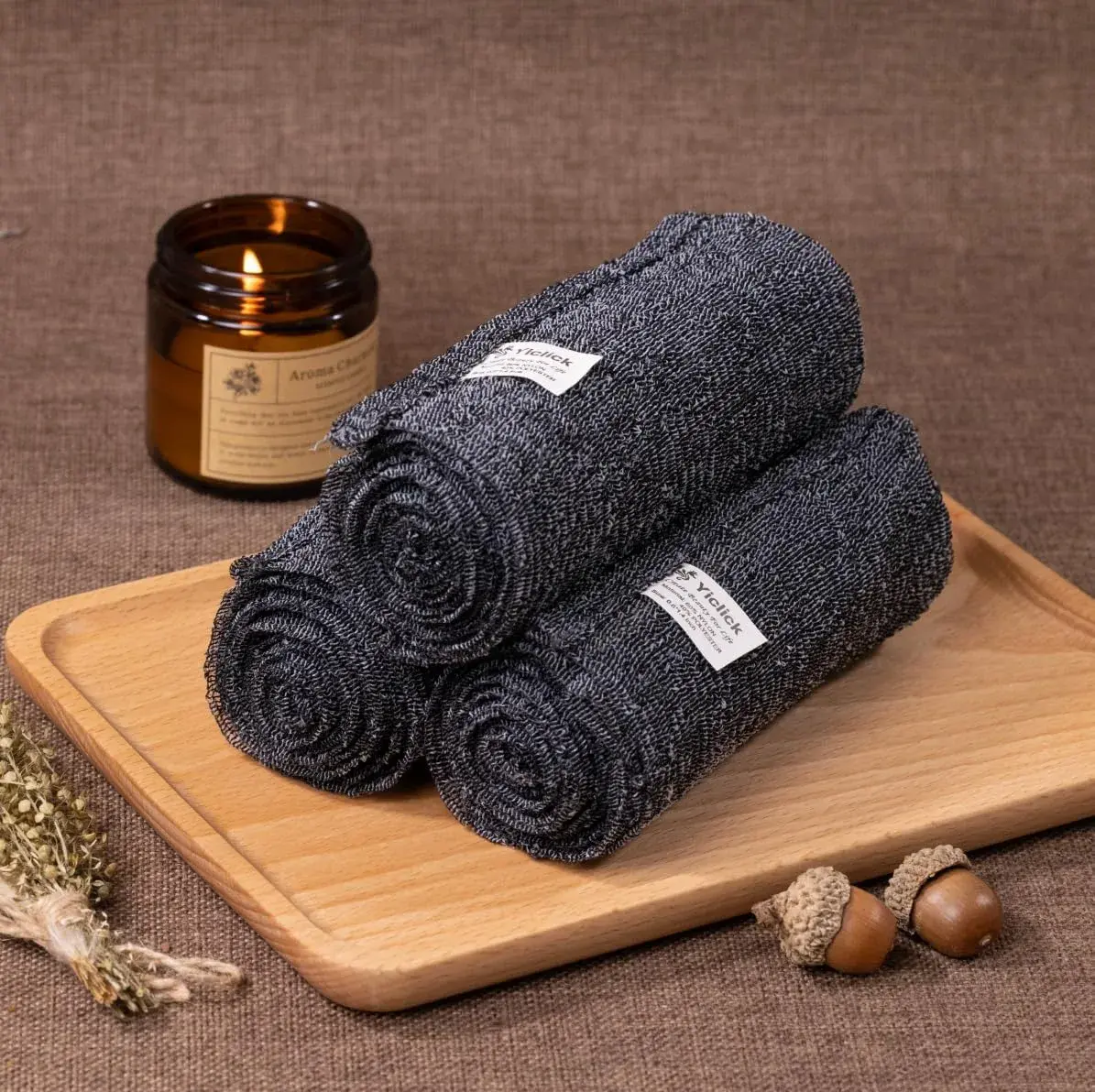 Yiclick Exfoliating Washcloth Towel Set 3 pcs Grey | Japanese Back Scrubber for Deep Exfoliation - view 8