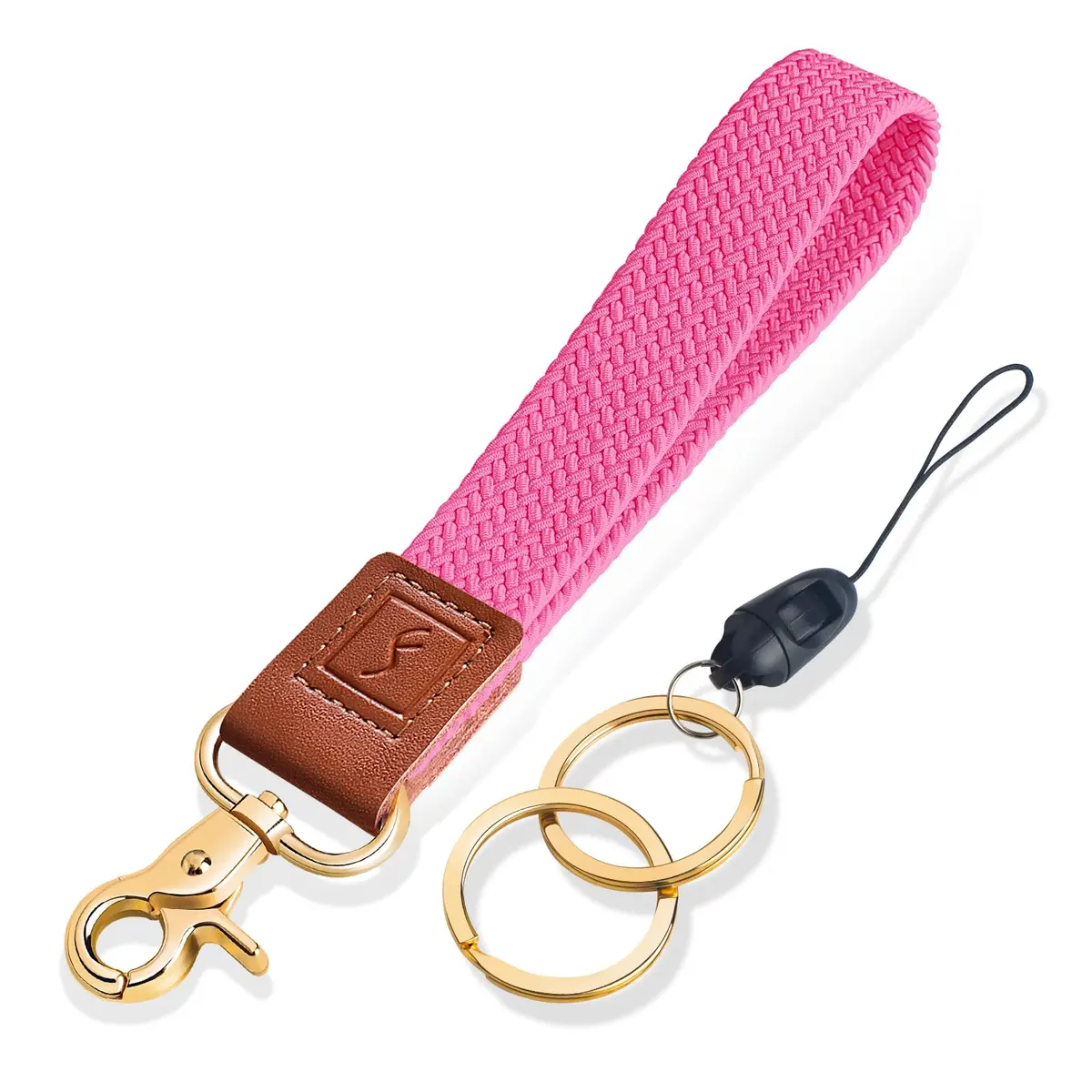 Fishent Body Strap Wristlet Keychain Pink | Braided Elastic Key Holder for Women Men - main product image