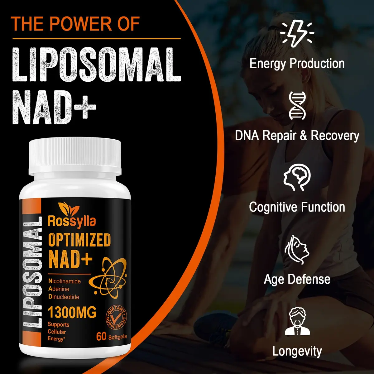 Rhameph Liposomal NAD+ 1300mg Supplement | Highest Absorption for Aging & Energy | 60 Capsules - view 5