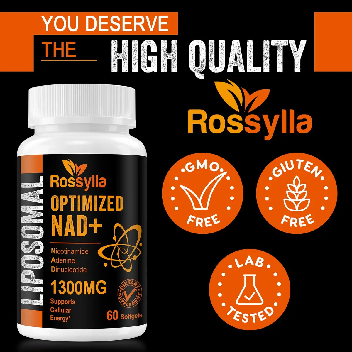 Rhameph Liposomal NAD+ 1300mg Supplement | Highest Absorption for Aging & Energy | 60 Capsules - view 3
