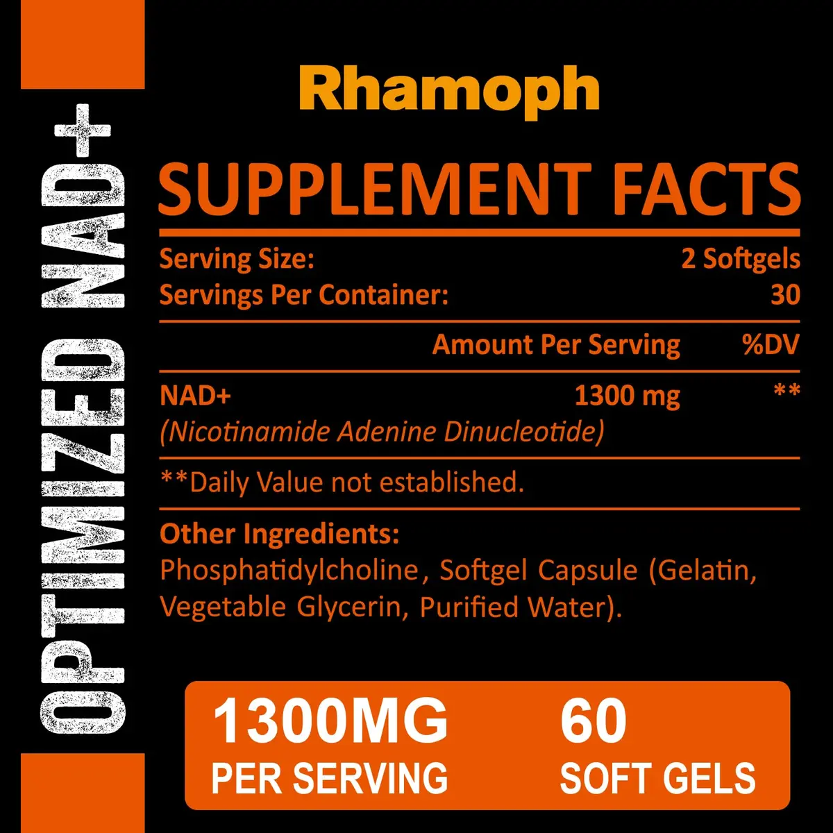 Rhameph Liposomal NAD+ Supplement 1300 mg | Supports Cellular Energy & Aging - view 2