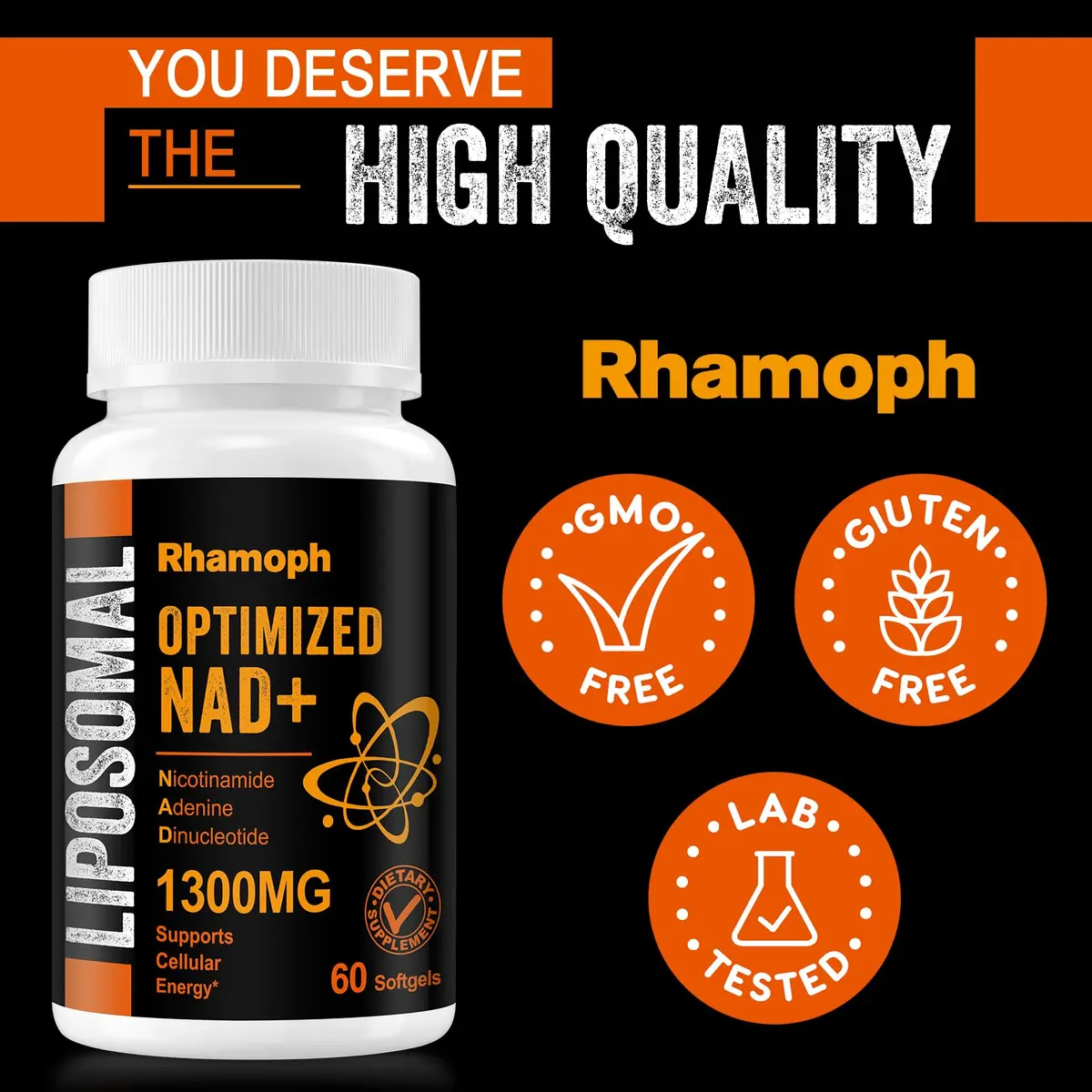 Rhameph Liposomal NAD+ Supplement 1300 mg | Supports Cellular Energy & Aging - view 4
