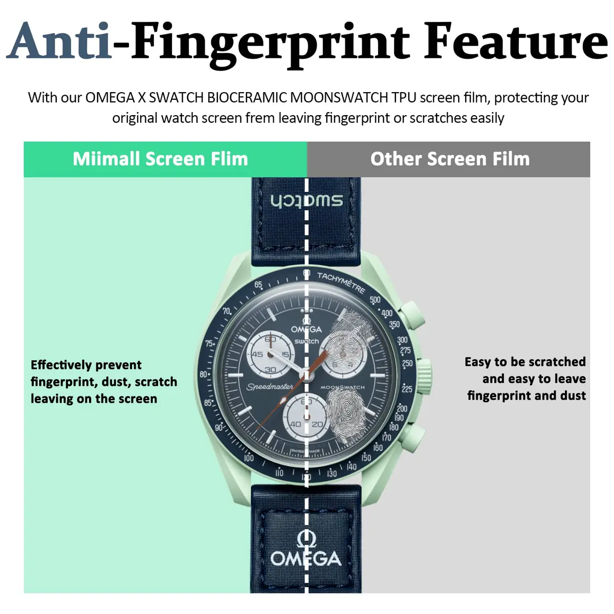 Miimall Clear 6 Pack Screen Protectors for OMEGA X SWATCH BIOCERAMIC MOONSWATCH 42mm | Bubble-Free TPU Films - view 3