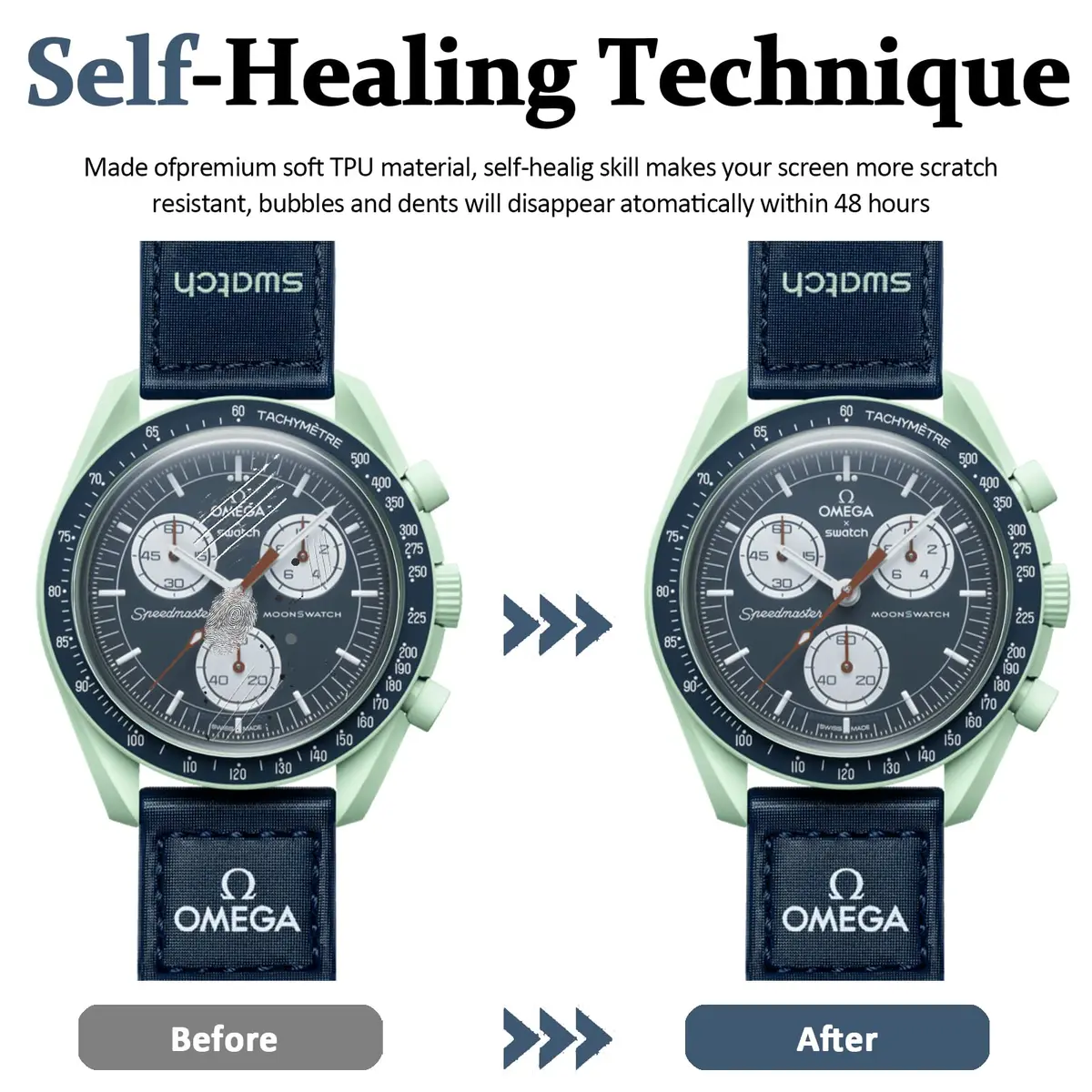 Miimall Clear 6 Pack Screen Protectors for OMEGA X SWATCH BIOCERAMIC MOONSWATCH 42mm | Bubble-Free TPU Films - view 4