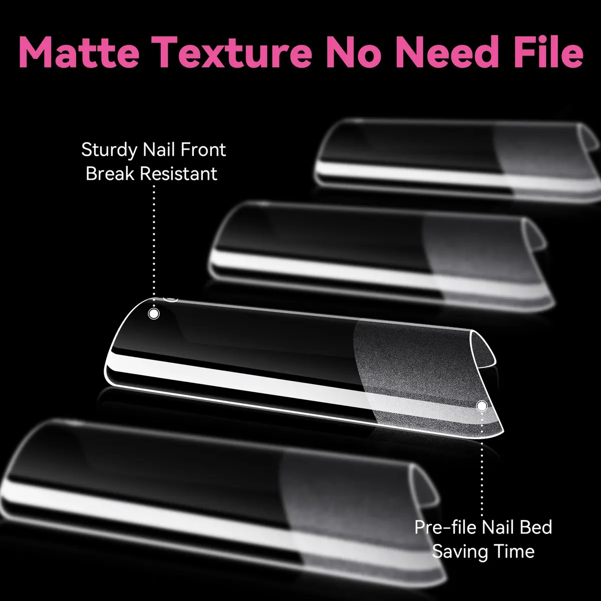 UNA GELLA No C Curve Medium Square Nail Tips 504Pcs | Half Cover Gel Tips for Nail Extension - view 5