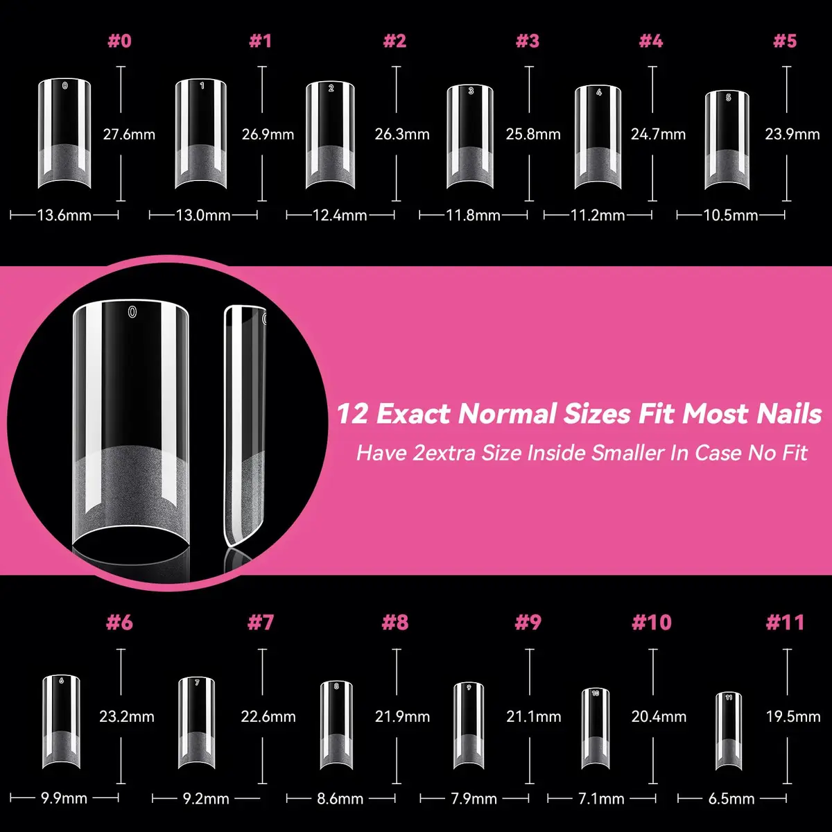 UNA GELLA No C Curve Medium Square Nail Tips 504Pcs | Half Cover Gel Tips for Nail Extension - view 6