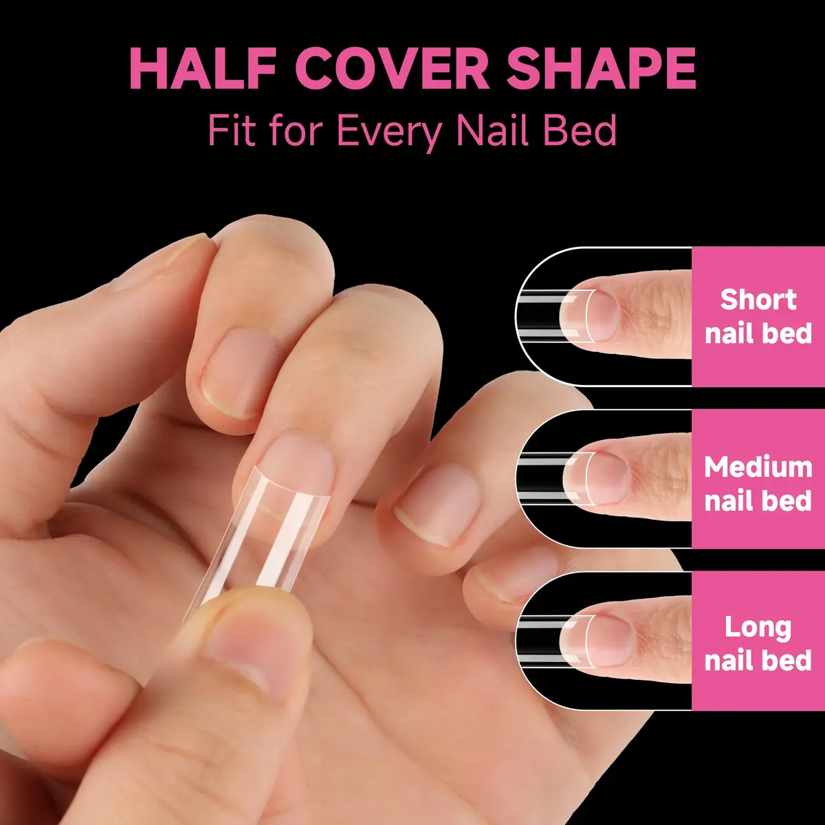 UNA GELLA No C Curve Medium Square Nail Tips 504Pcs | Half Cover Gel Tips for Nail Extension - view 7