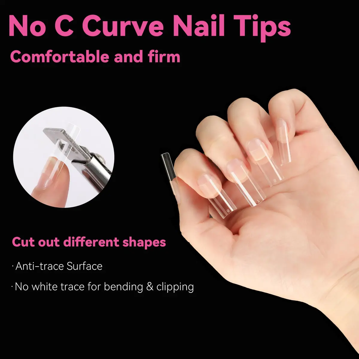 UNA GELLA No C Curve Medium Square Nail Tips 504Pcs | Half Cover Gel Tips for Nail Extension - view 8