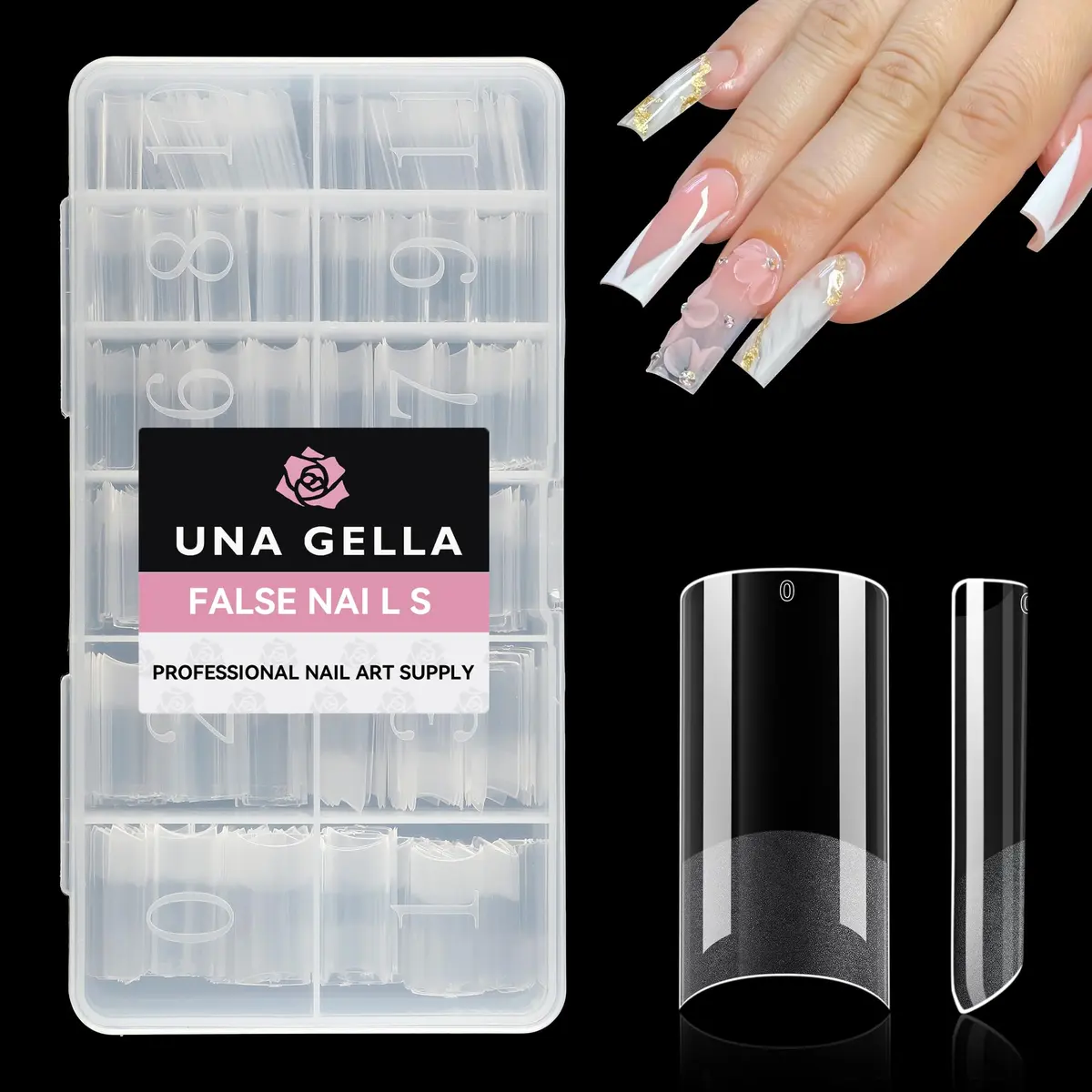 UNA GELLA No C Curve Medium Square Nail Tips 504Pcs | Half Cover Gel Tips for Nail Extension - view 9