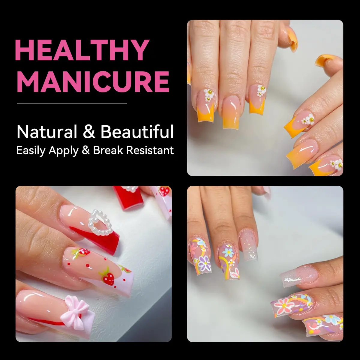 UNA GELLA No C Curve Medium Square Nail Tips 504Pcs | Half Cover Gel Tips for Nail Extension - view 2